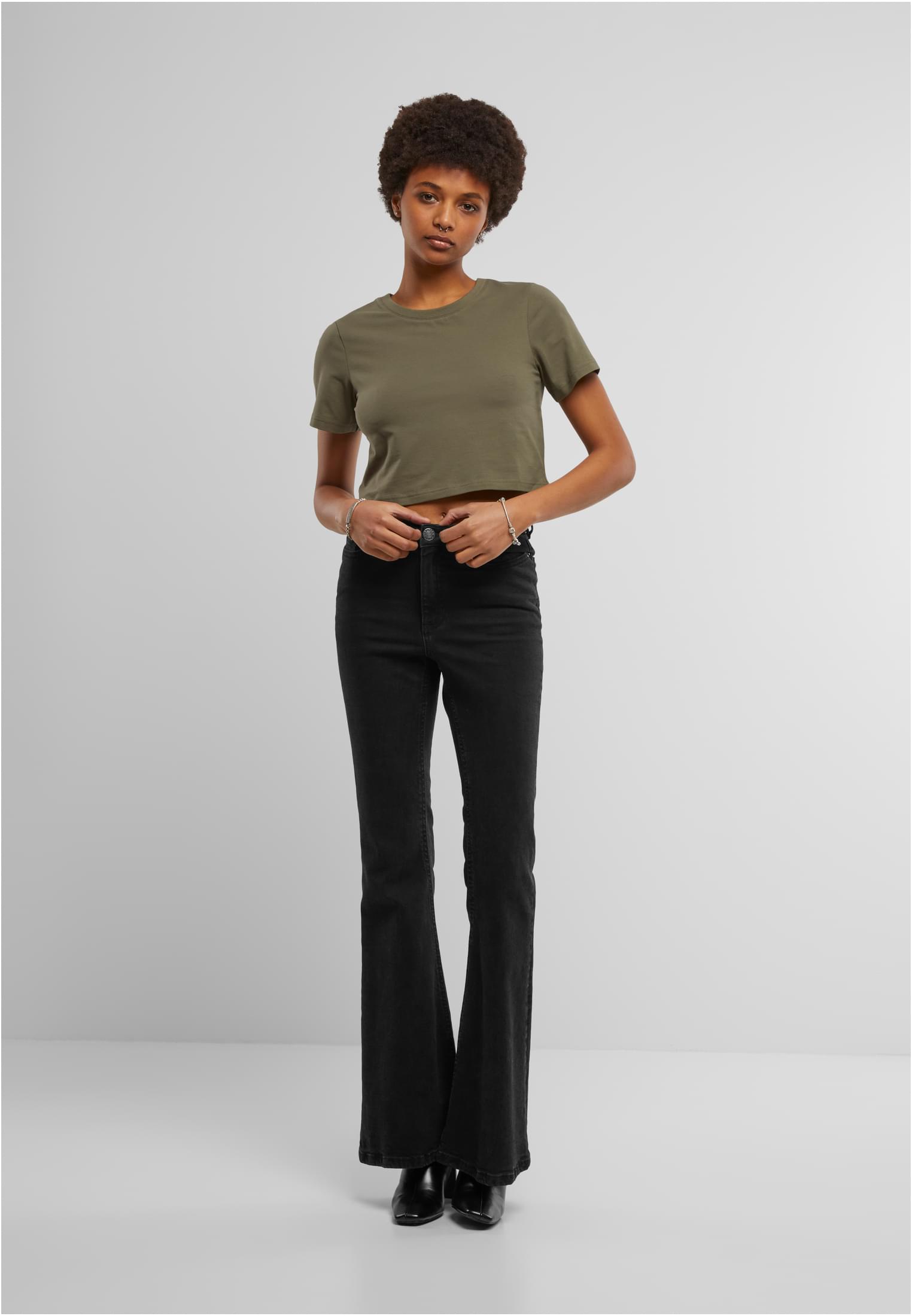 Ladies Cropped Tee olive | olive