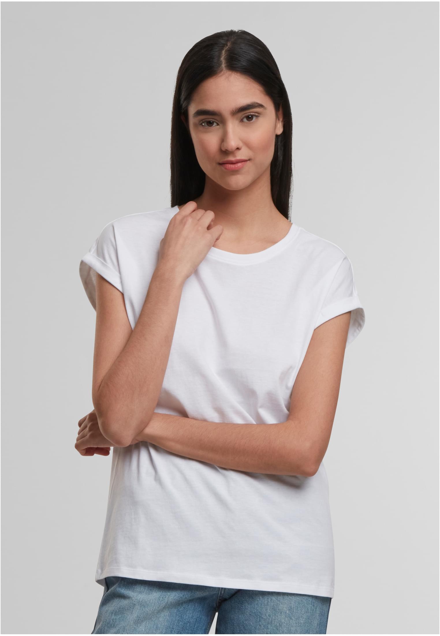 Ladies Regular Extended Shoulder Tee white | white