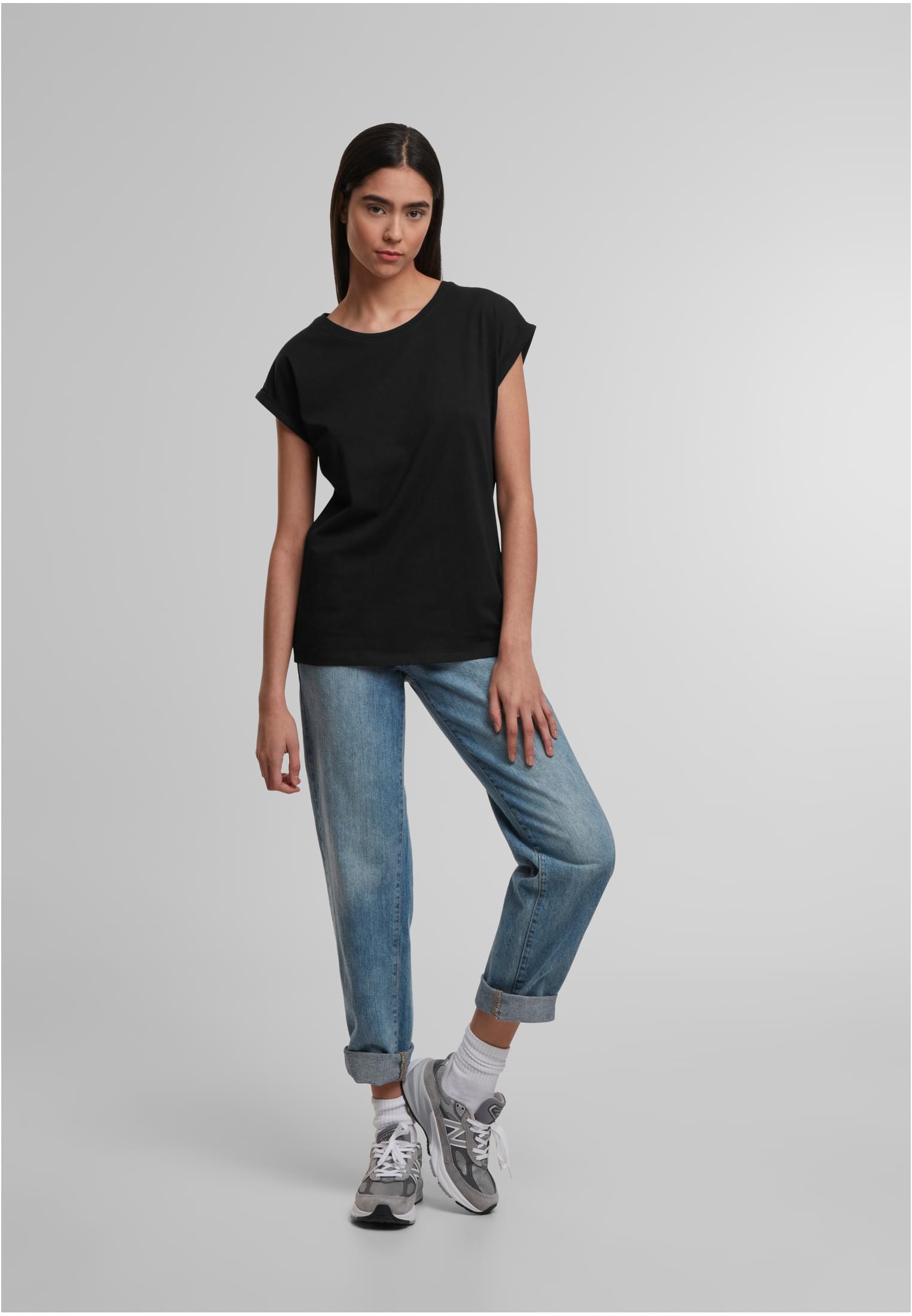 Ladies Regular Extended Shoulder Tee black | black