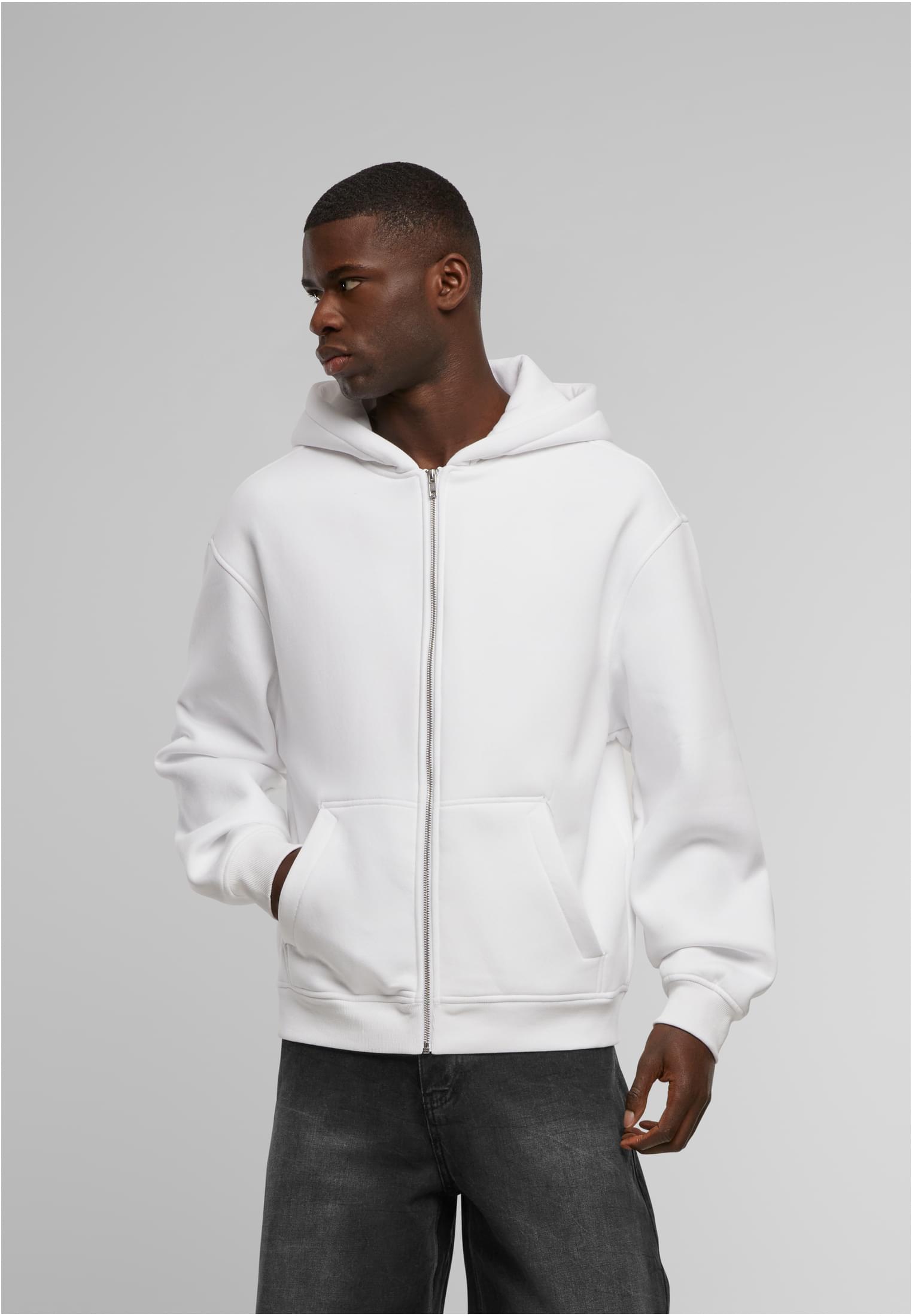 Oversized Zip Hoody white | white