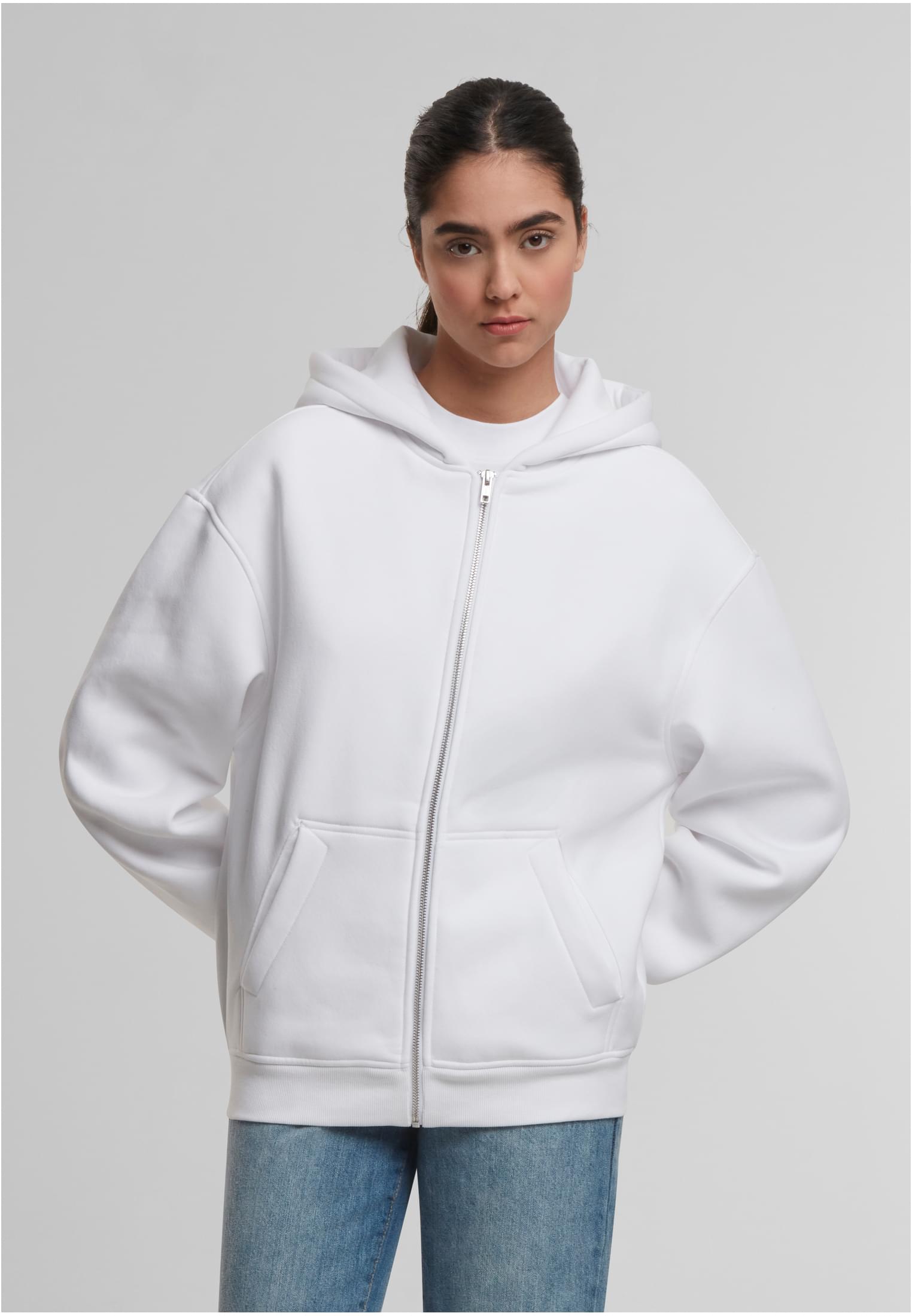 Oversized Zip Hoody white | white