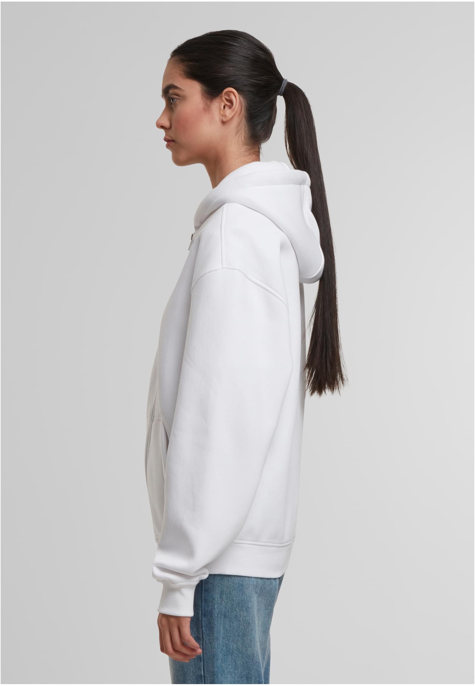Oversized Zip Hoody white | white