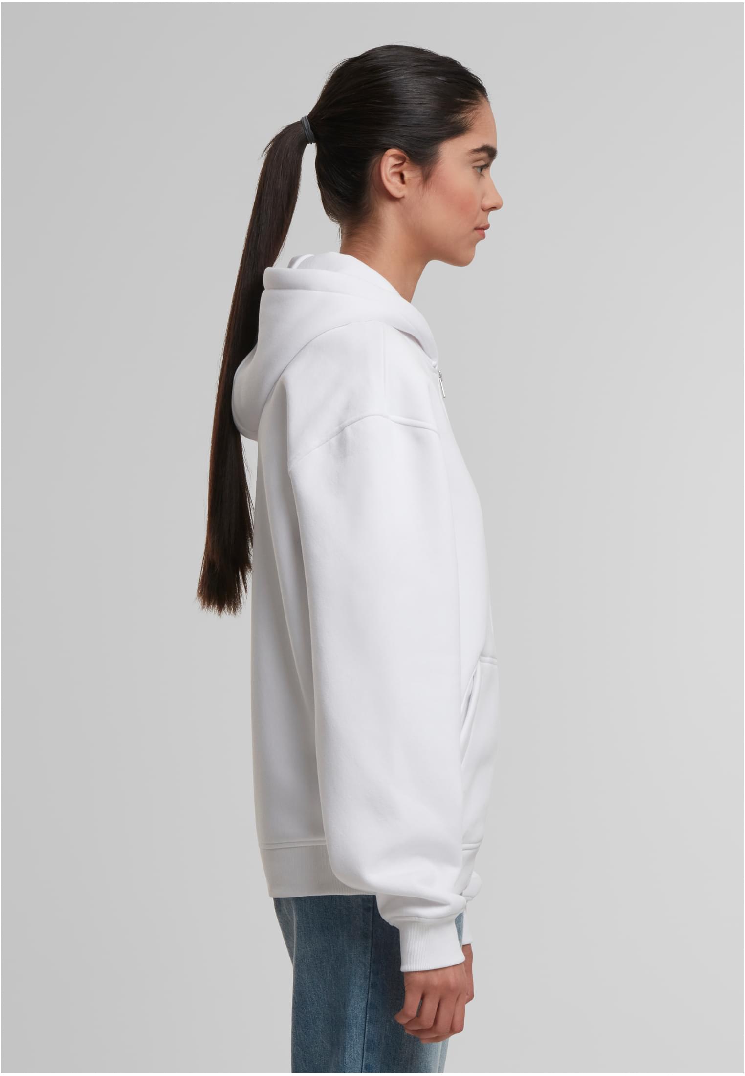 Oversized Zip Hoody white | white