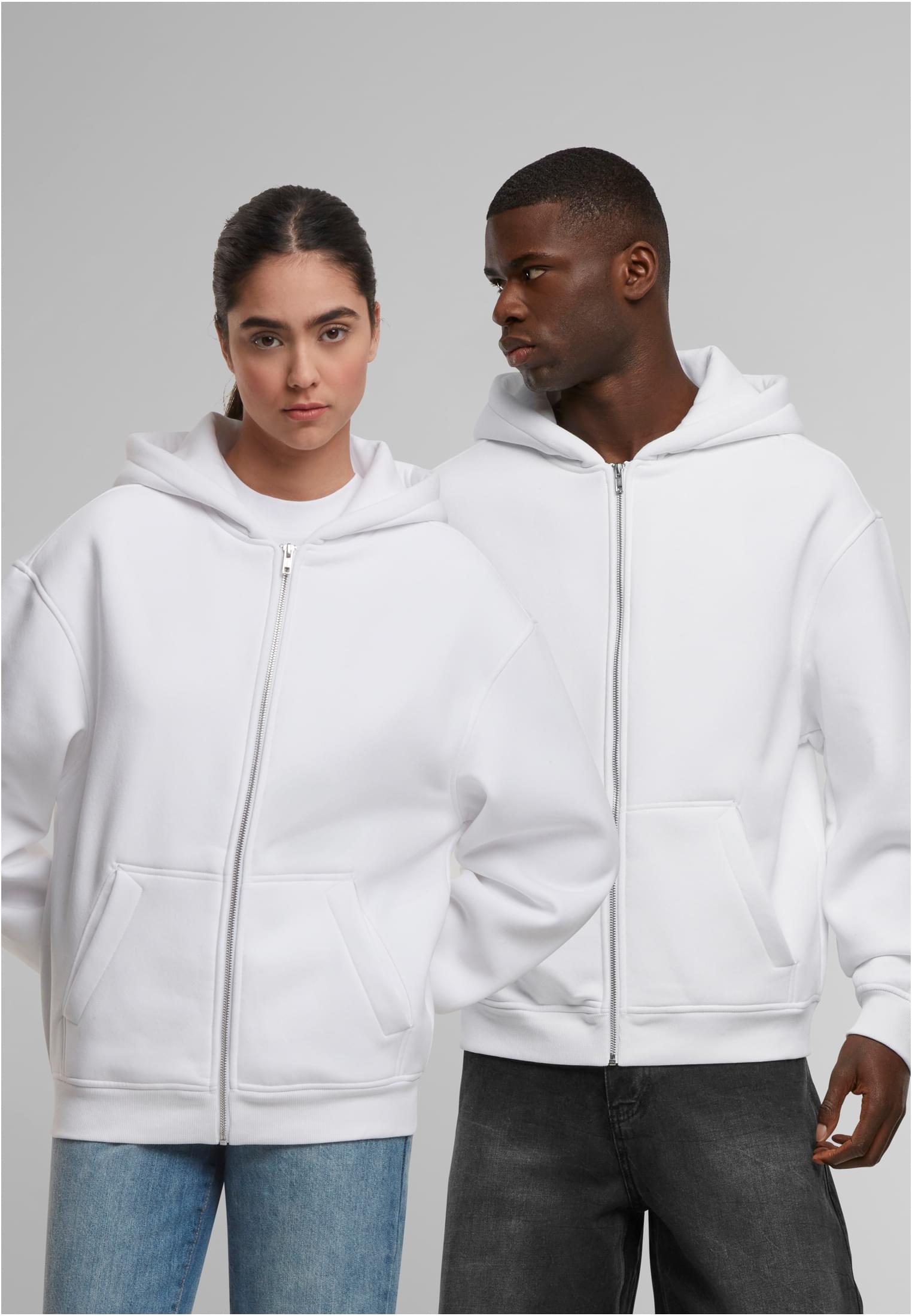 Oversized Zip Hoody white | white