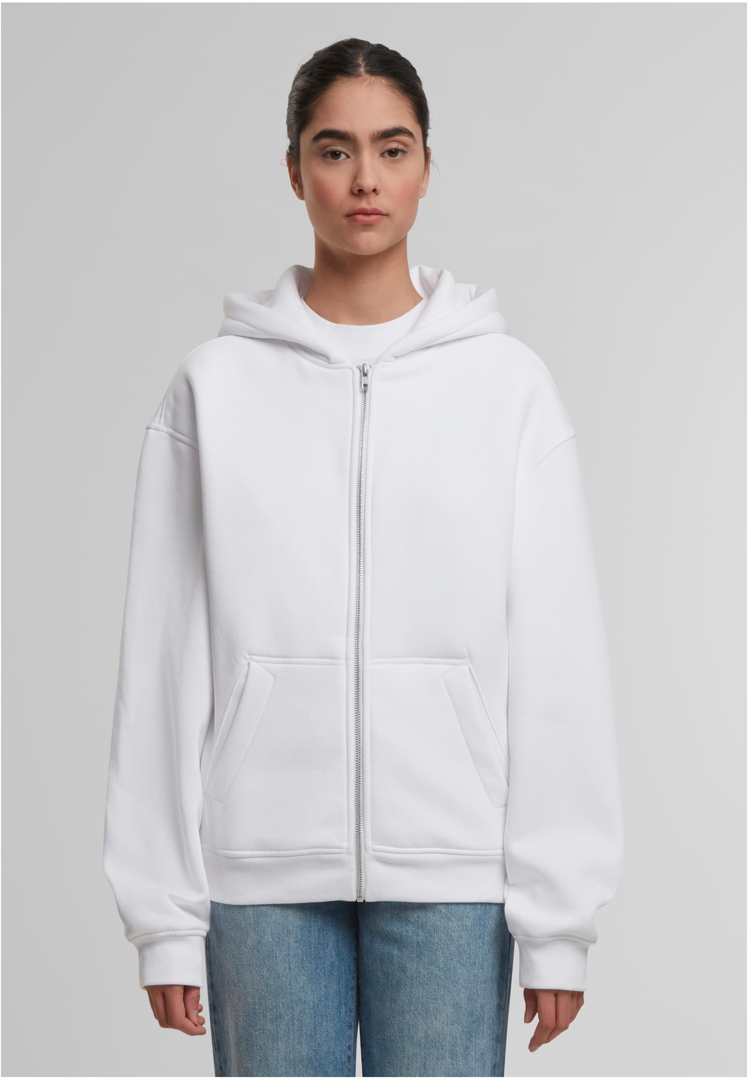 Oversized Zip Hoody white | white