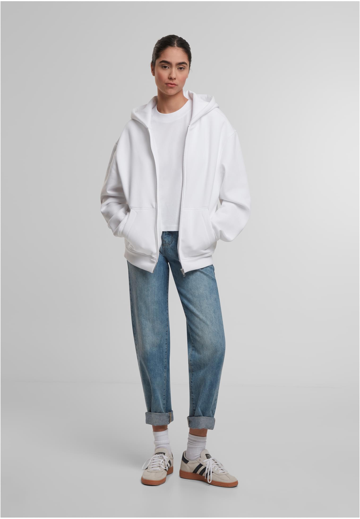 Oversized Zip Hoody white | white