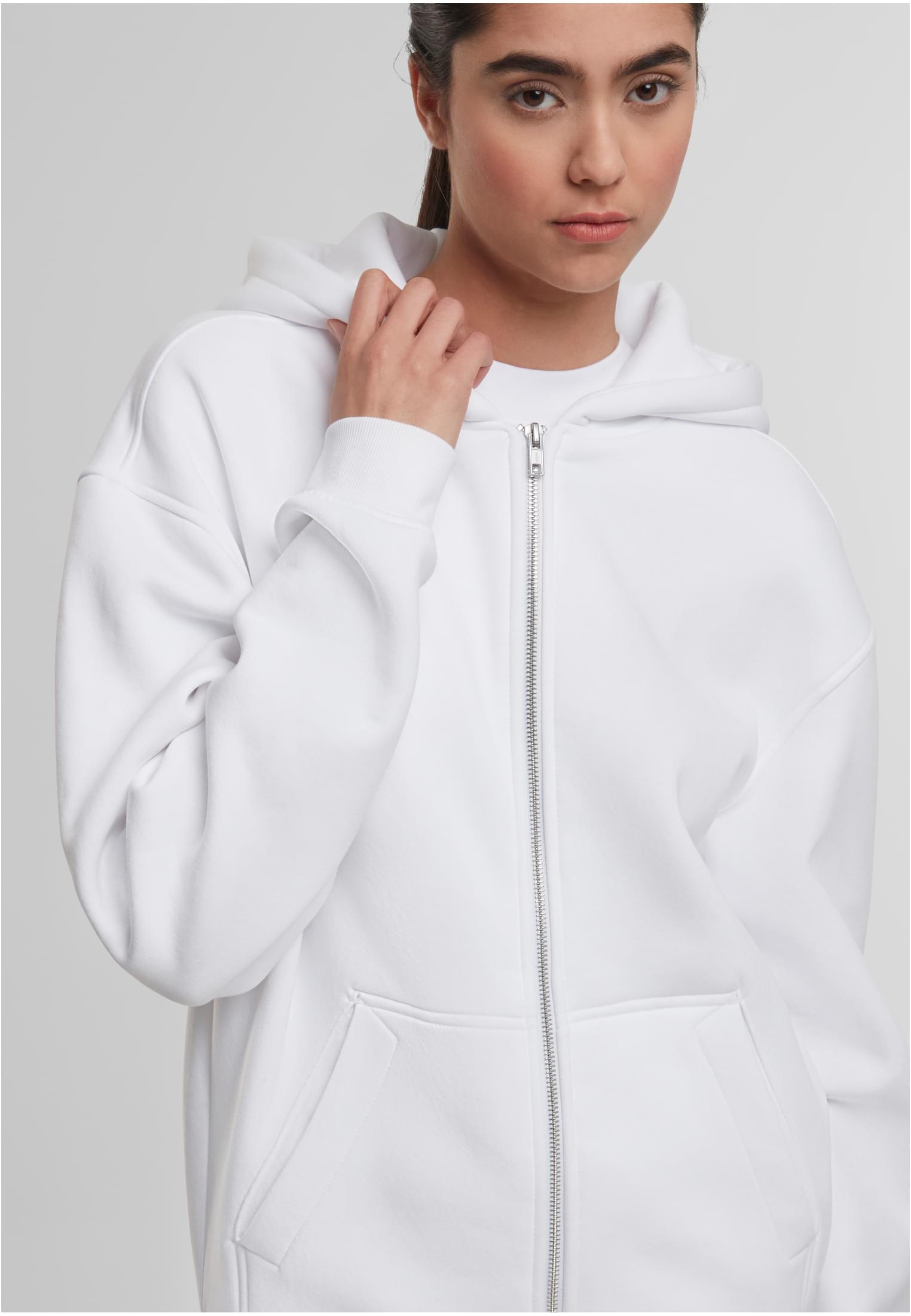 Oversized Zip Hoody white | white