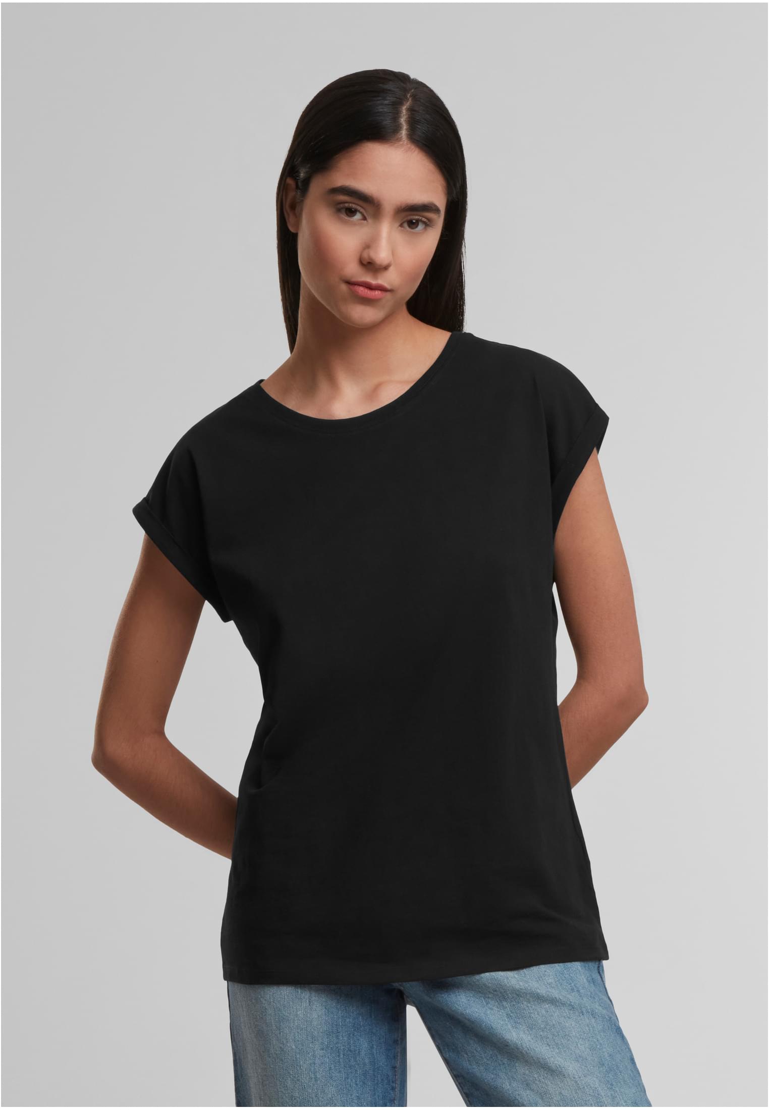 Ladies Regular Extended Shoulder Tee black | black