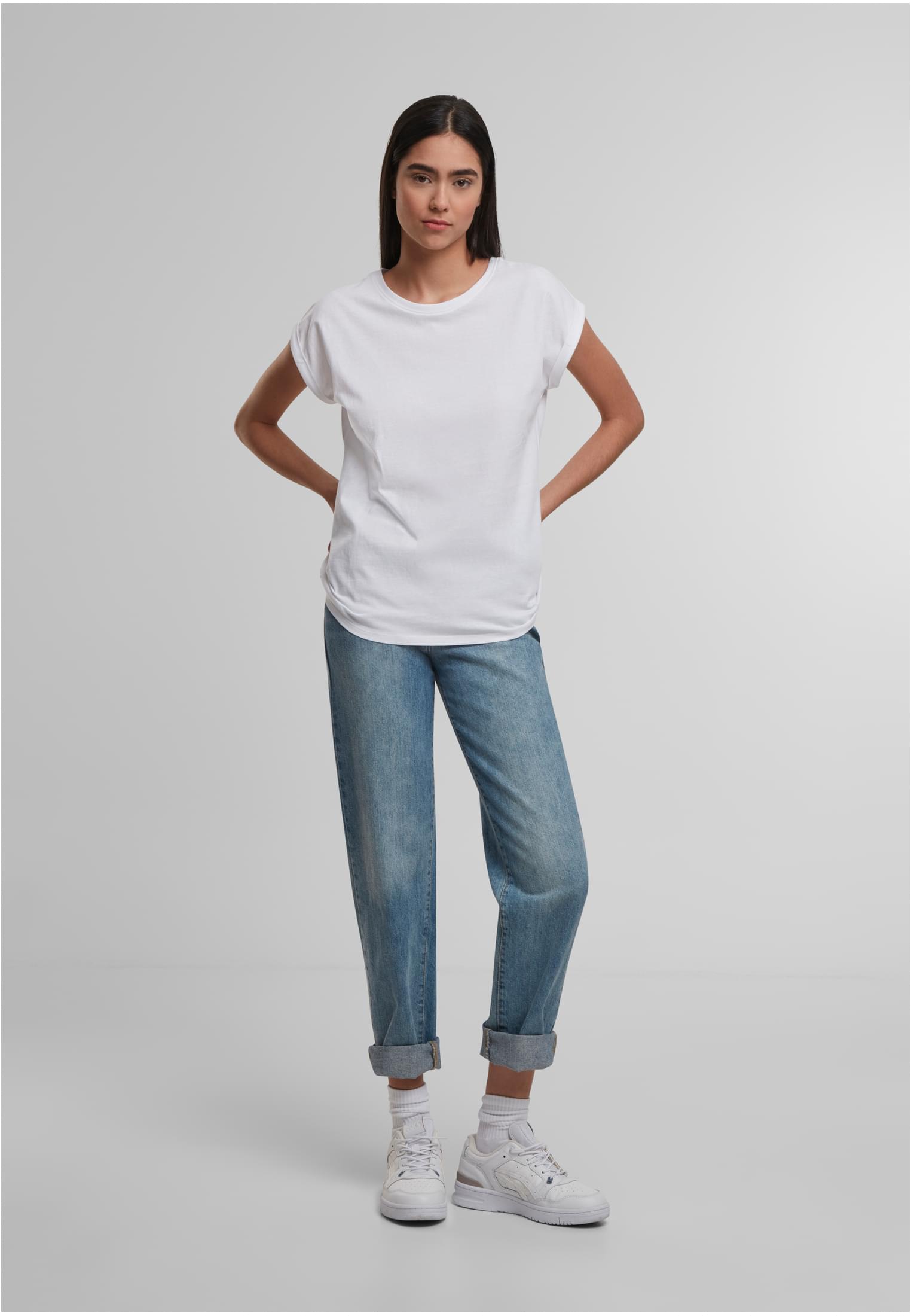 Ladies Regular Extended Shoulder Tee white | white