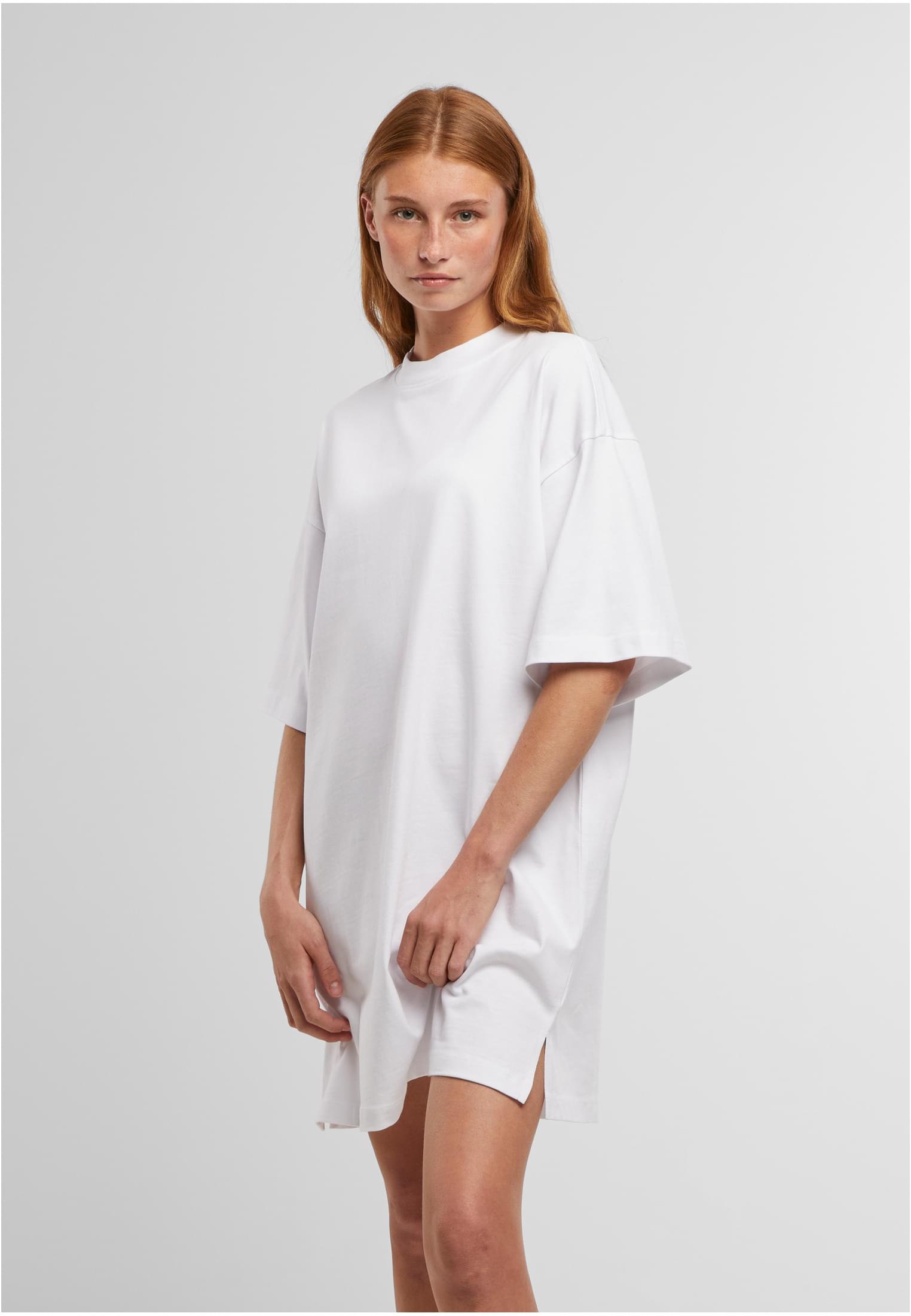 Ladies Heavy Oversized Tee Dress white | white