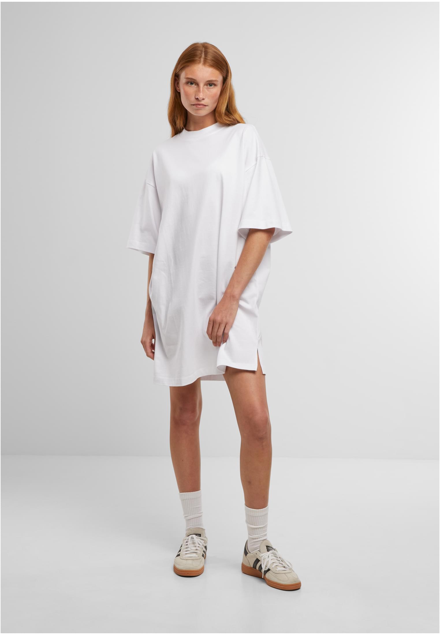 Ladies Heavy Oversized Tee Dress white | white